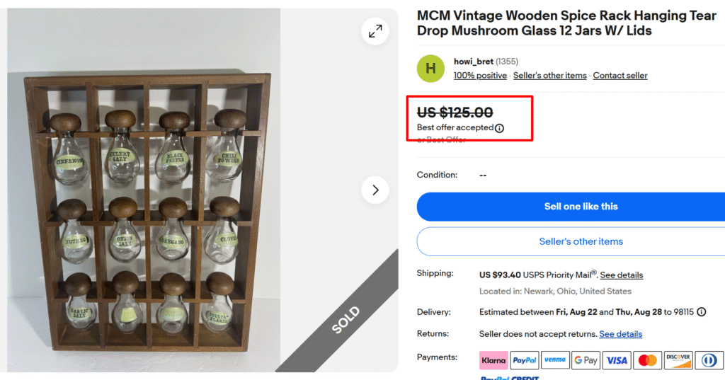MCM Hanging Teardrop Mushroom Glass Spice Jar Set