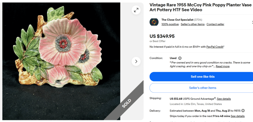 McCoy Pink Poppy Planter Vase