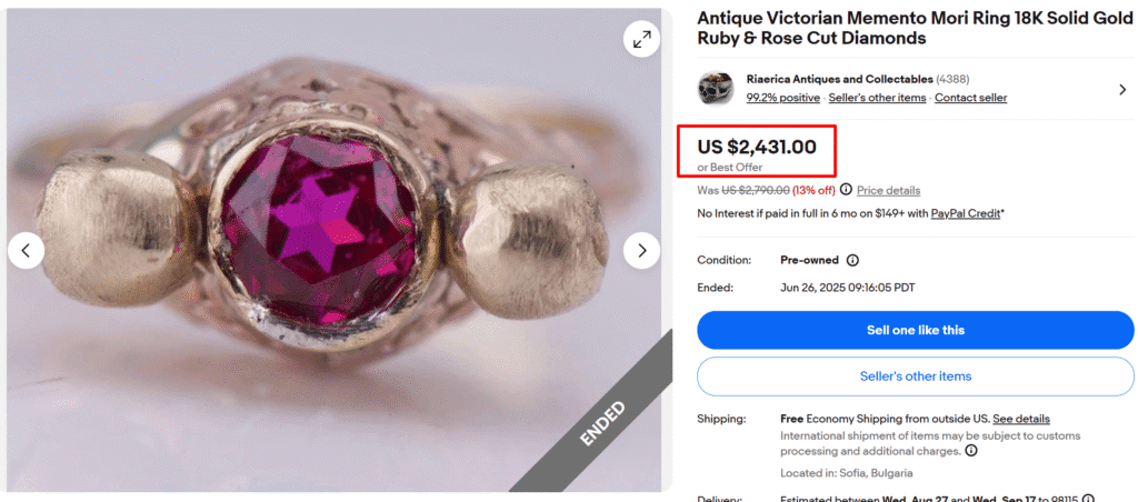 Memento Mori Gold Ruby Diamond Ring