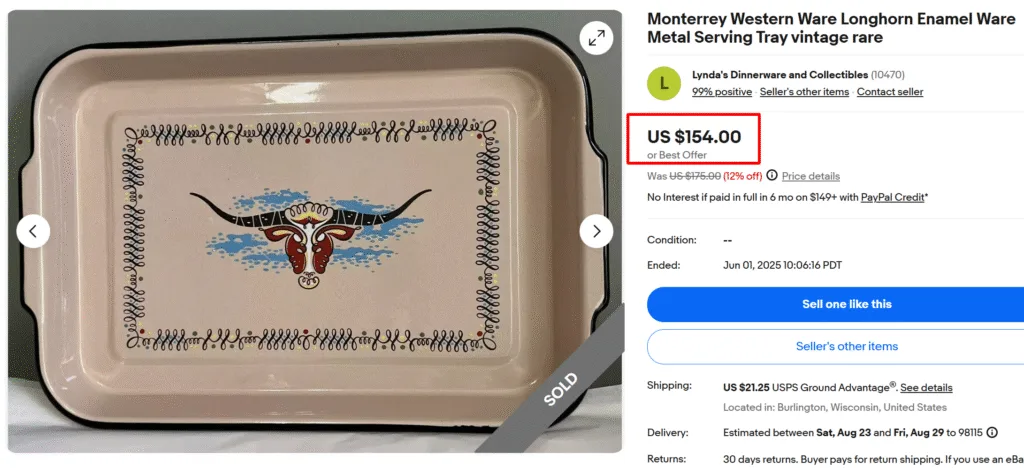 Monterrey Western Ware Longhorn Enamelware Tray