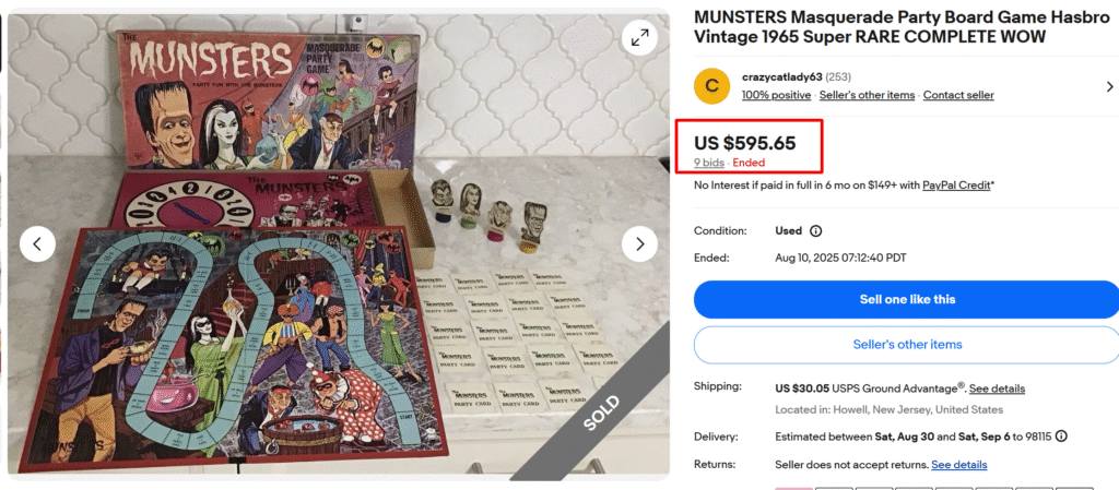 Munsters Masquerade Party Board Game By Hasbro