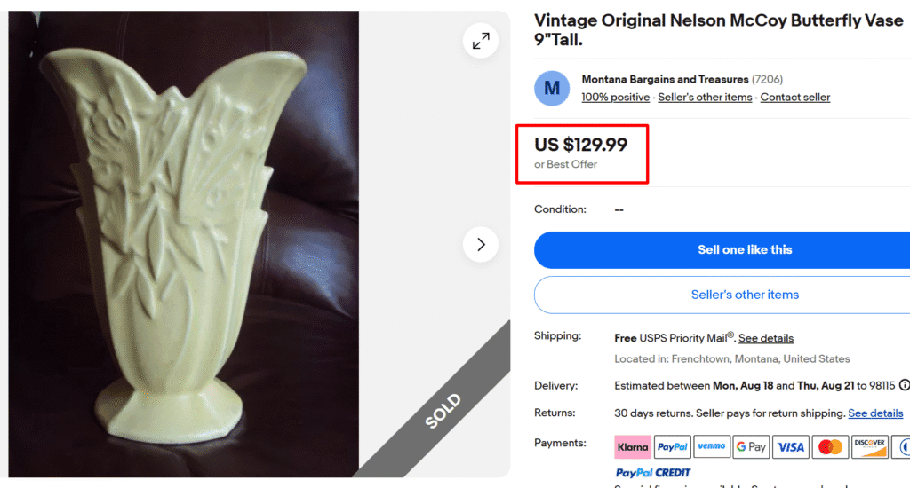 Nelson McCoy Butterfly Vase