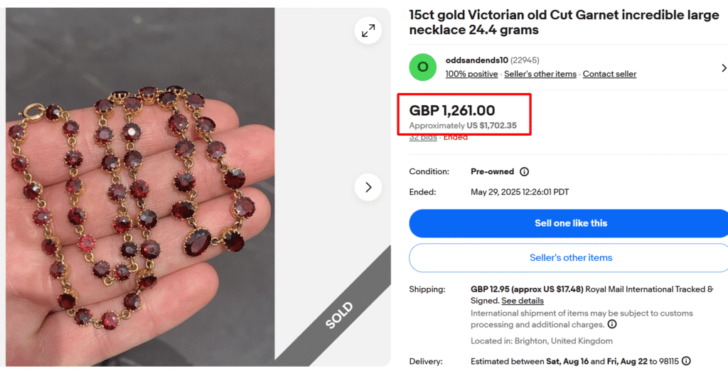 Victorian Gold Garnet Necklace