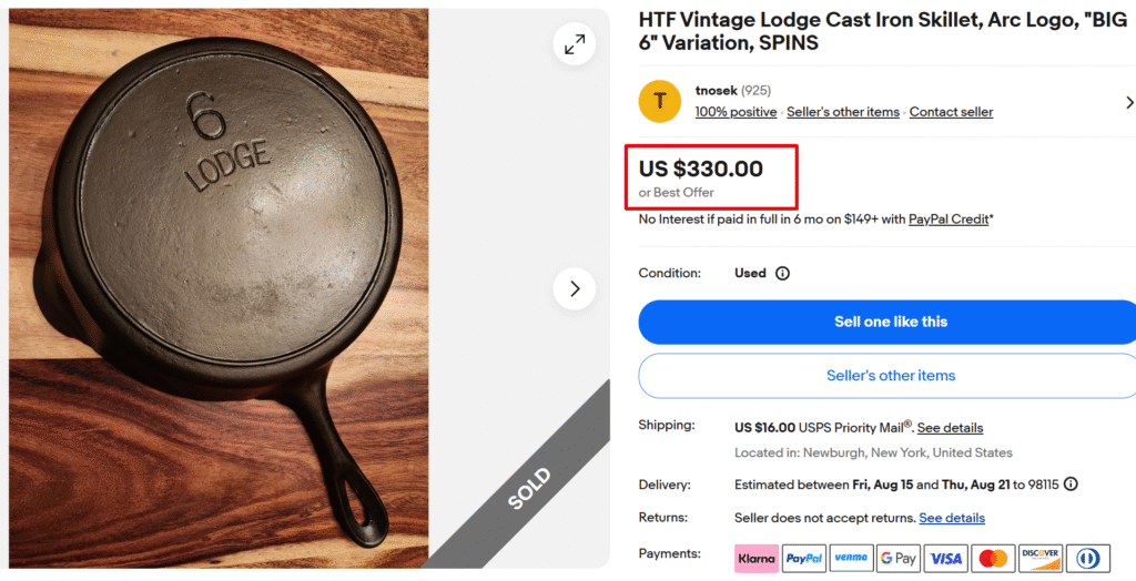 Vintage Lodge Cast Iron Skillet