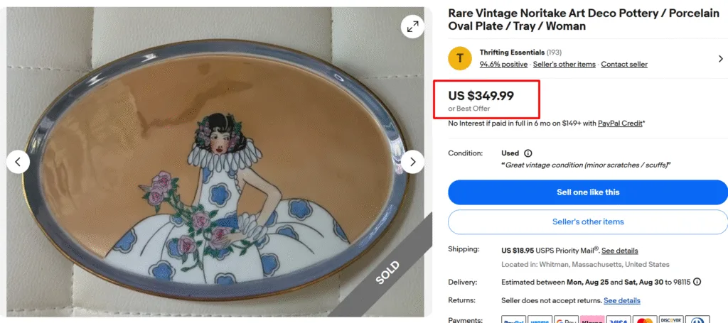Vintage Noritake Art Deco Painted Tray