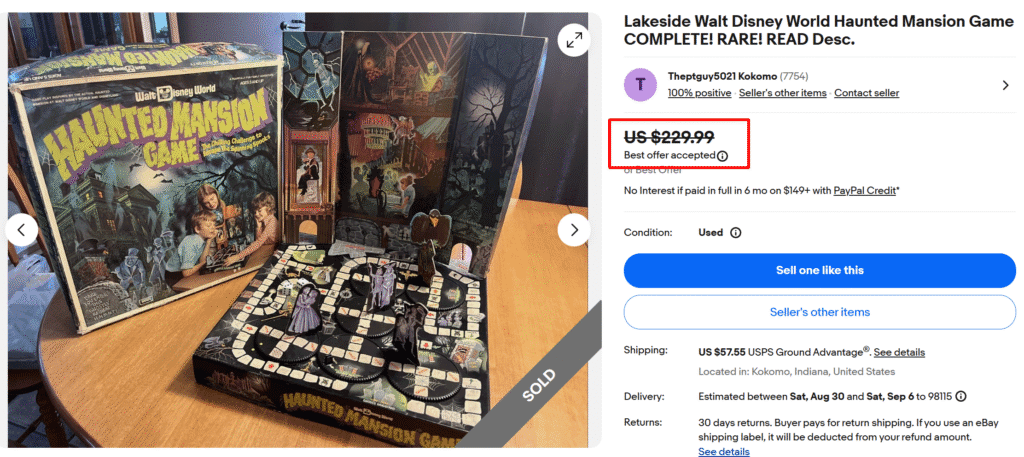 Walt Disney Haunted Mansion Board Game