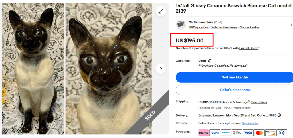 Beswick Siamese Ceramic Cat Figurine