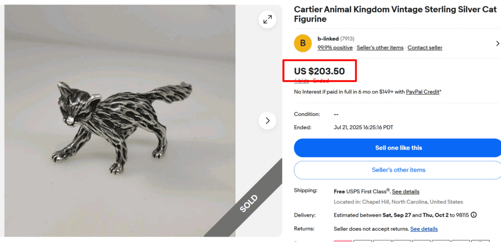 Cartier Sterling Silver Cat Figurines