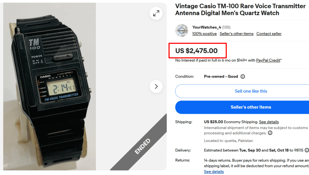 Casio TM-100 Voice Transmitter Antenna Digital Watch