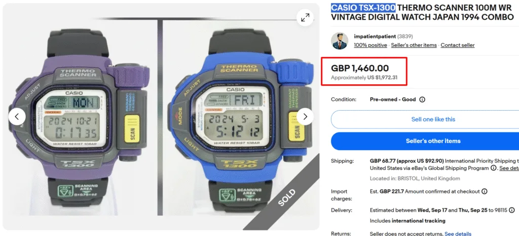 Casio TSX-1300 Thermo Scanner Digital Watch