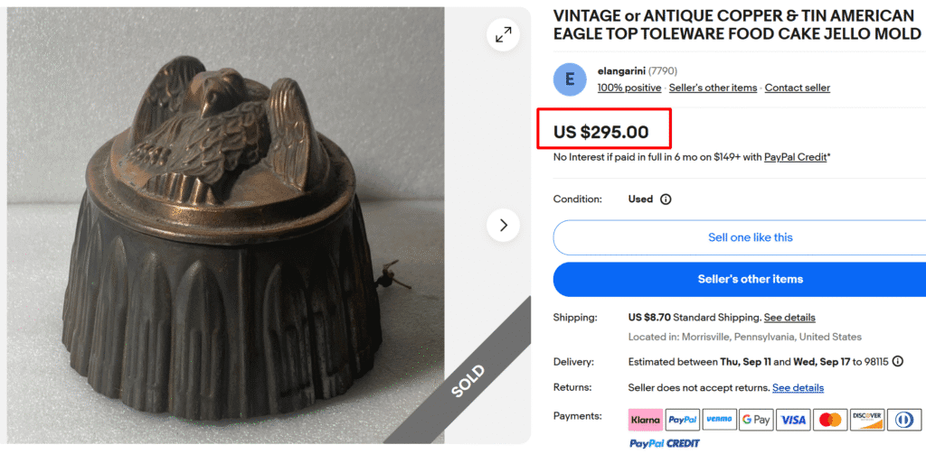 Copper Eagle Top Toleware Jello Mold