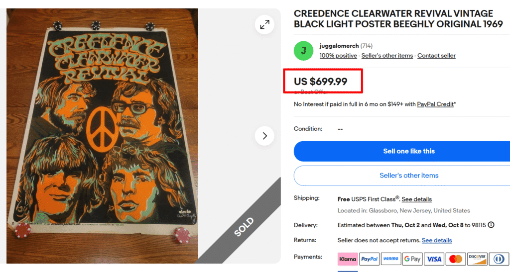 Creedence Clearwater Revival Poster (1969)