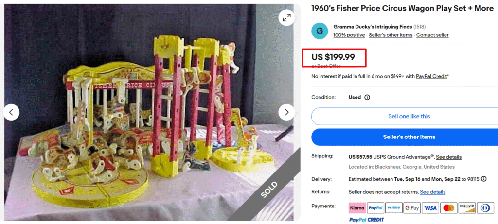 Fisher Price Little People Circus Wagon Play Set (1960s)