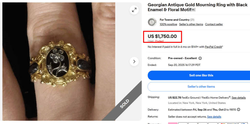 Georgian Black Enamel Mourning Ring