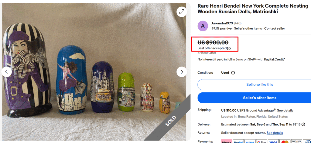 Henri Bendel New York Russian Nesting Dolls