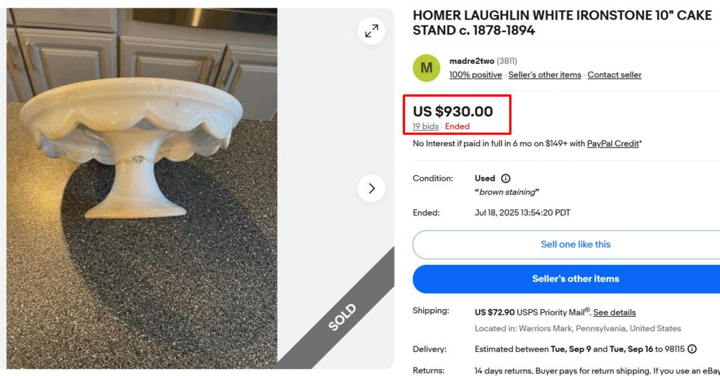 Homer Laughlin White Ironstone Cake Stand