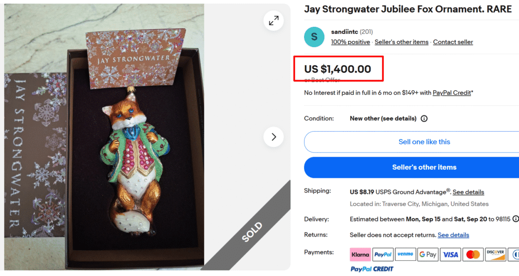 Jay Strongwater Jubilee Fox Ornaments