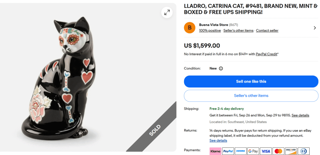 Lladro Catrina Cat Figurine