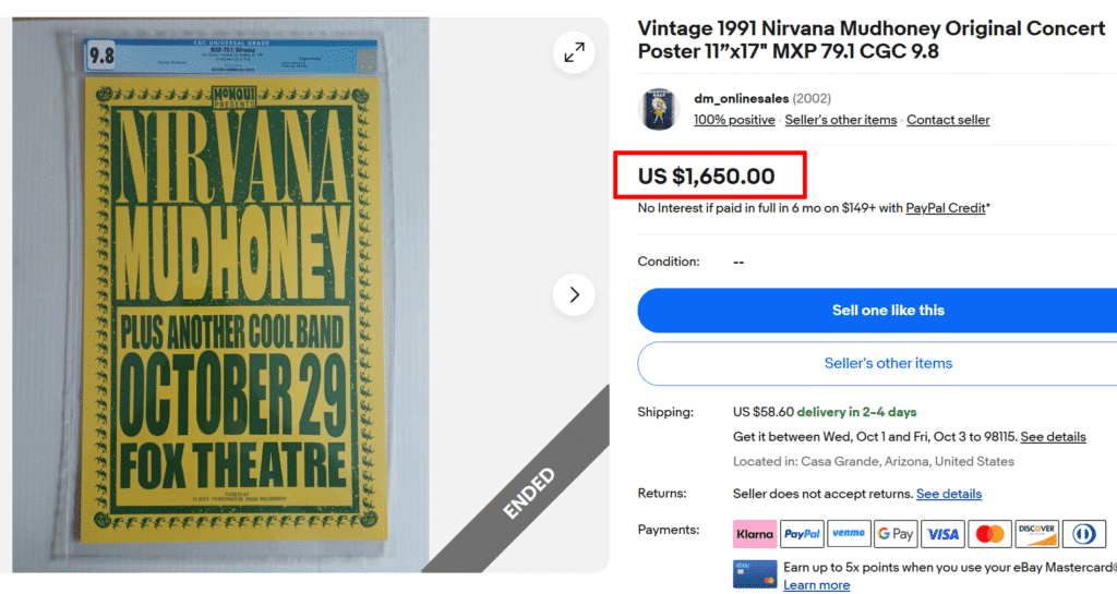 Nirvana Concert Poster (1991)
