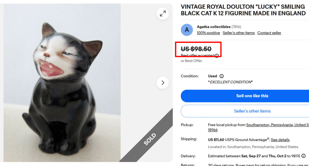 Royal Doulton Lucky Cat Figurine