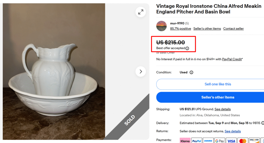 Royal Pitcher & Basin Bowl by Alfred Meakin