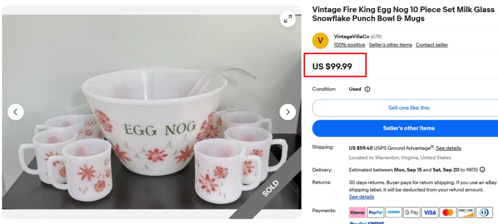 Vintage Fire King Egg Nog Set