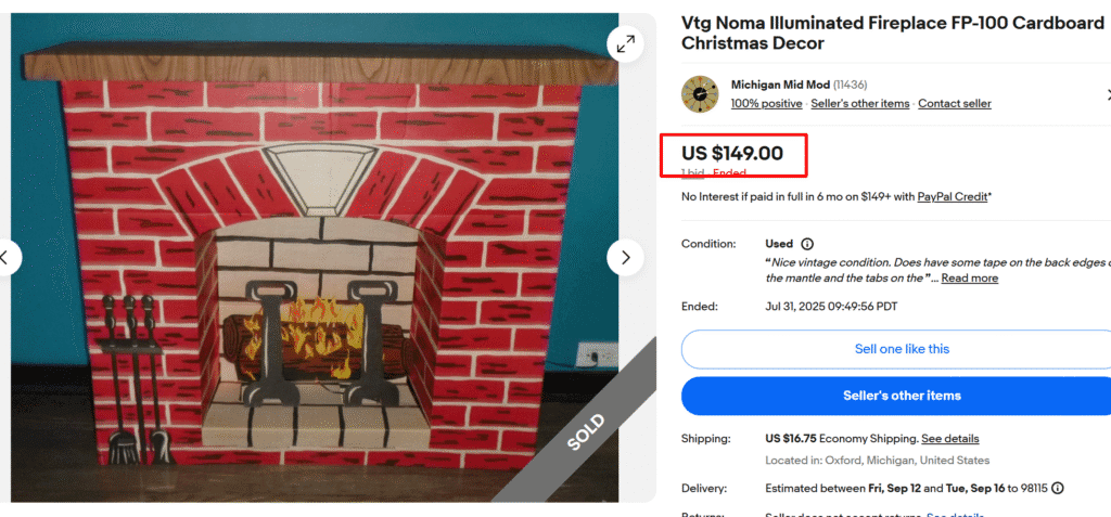Vintage Noma Cardboard Fireplace Decor