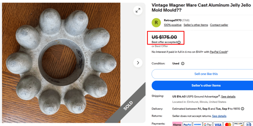 Wagner Ware Cast Aluminum Jello Mold