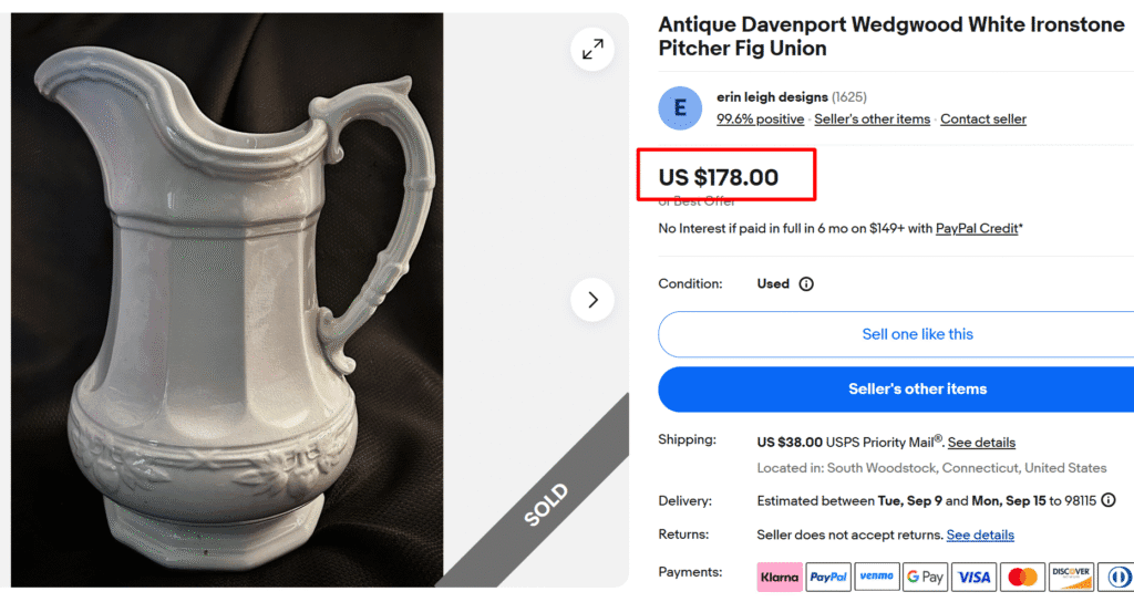 Wedgwood White Ironstone Fig Union Pitcher
