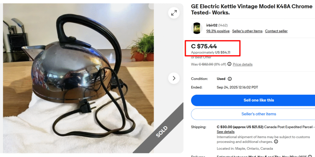 General Electric Chrome Kettle