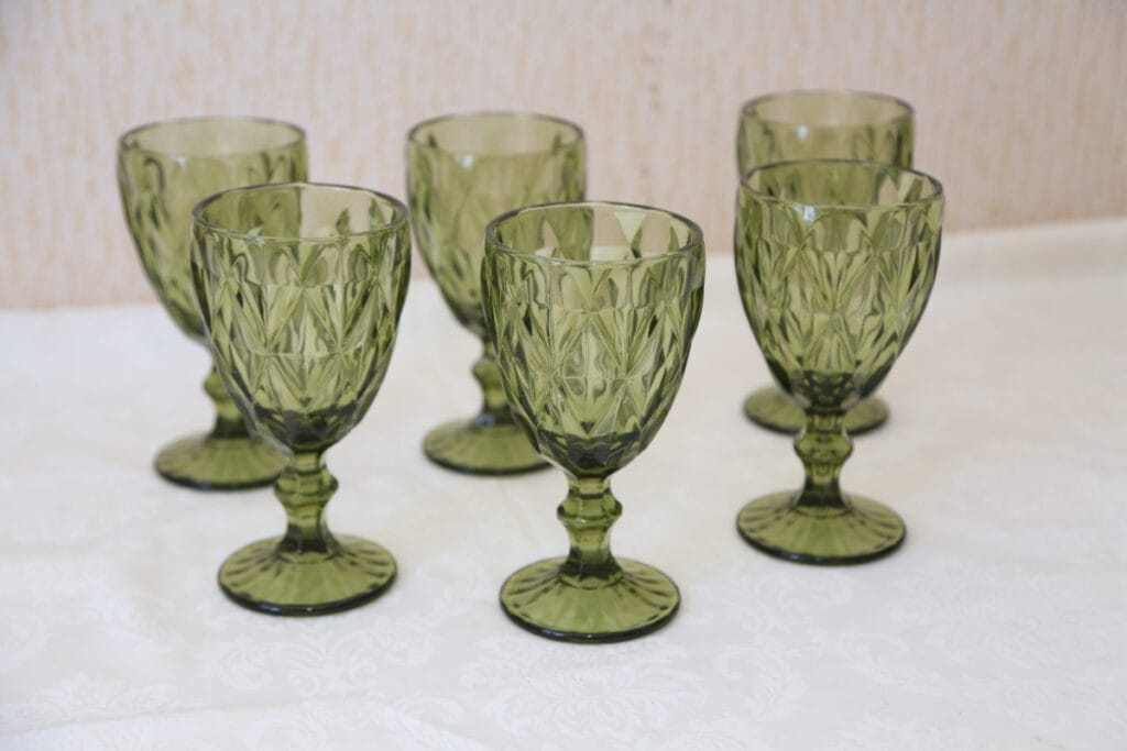 Green Depression Goblet Glasses