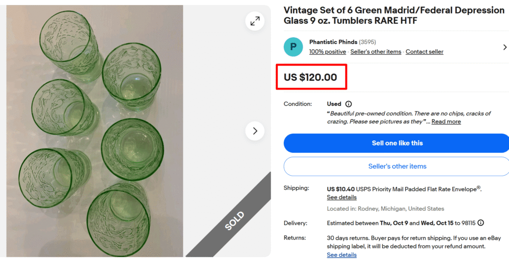 Madrid Green Tumblers by Federal