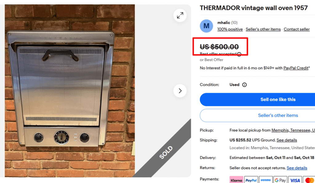 Thermador Vintage Wall Built in Oven (1957)