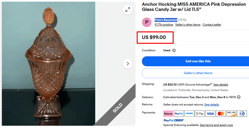 Anchor Hocking Miss America Pink Depression Glass Candy Jar