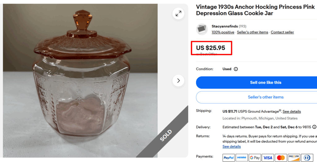 Anchor Hocking Princess Pink Glass Cookie Jar