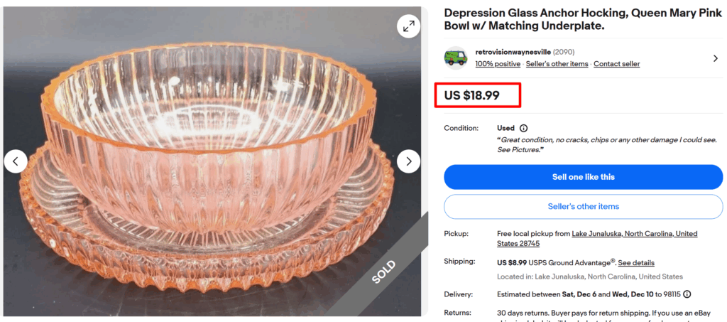 Anchor Hocking's Queen Mary Pink Bowl & Plate