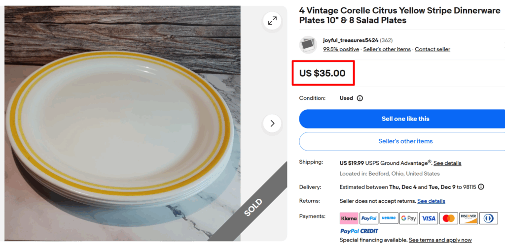 Corelle Citrus Yellow Dinner Plates Set