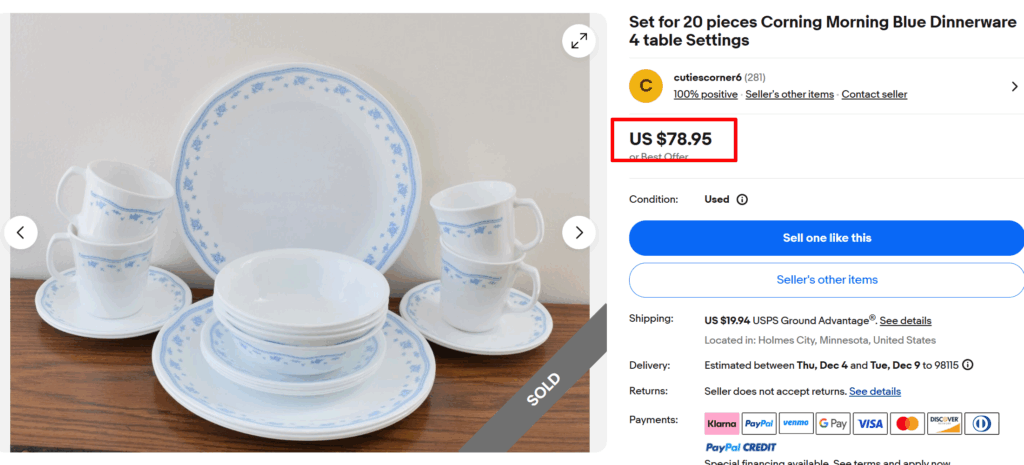 Corelle Morning Blue Dinnerware Set