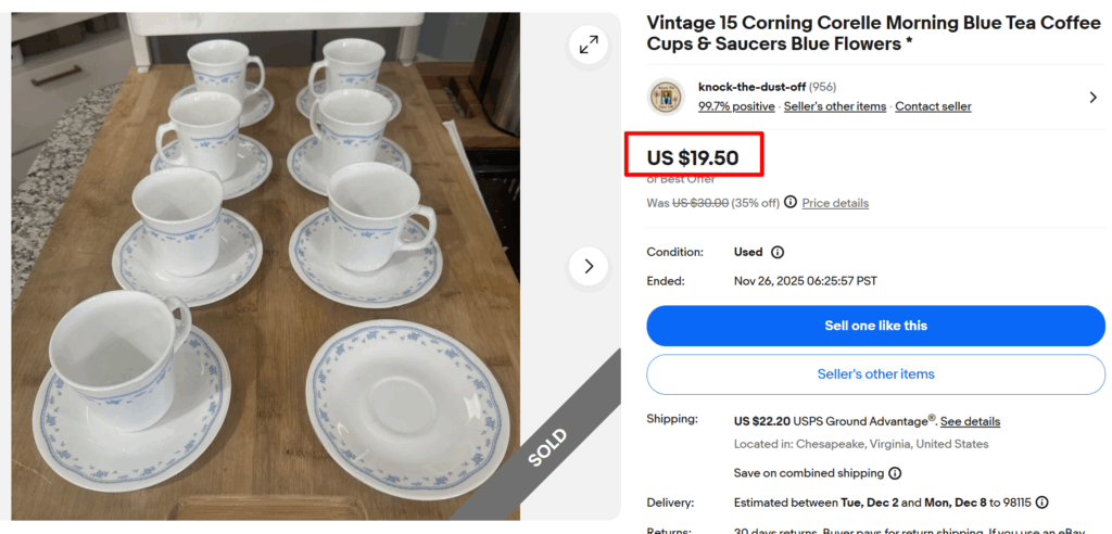Corelle Morning Blue Tea Cups