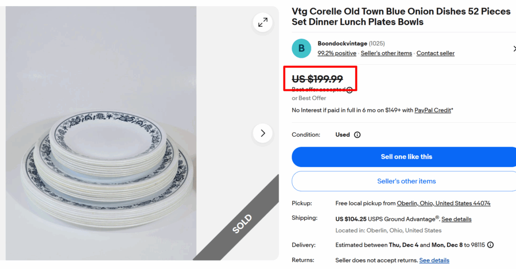 Corelle Old Town Blue Dinner Set