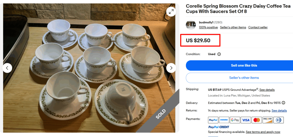 Corelle Spring Blossom Crazy Daisy Tea Cups