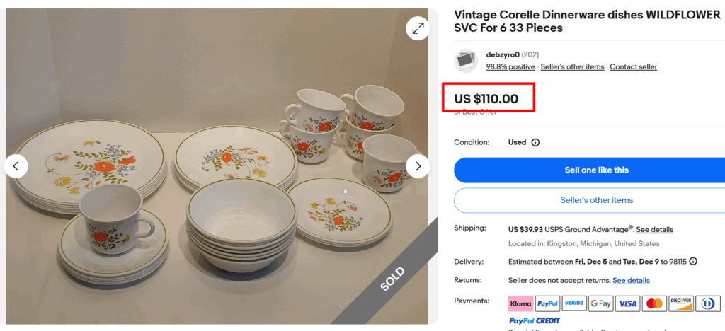 Corelle Wildflower Dinnerware Set of 33 Pieces