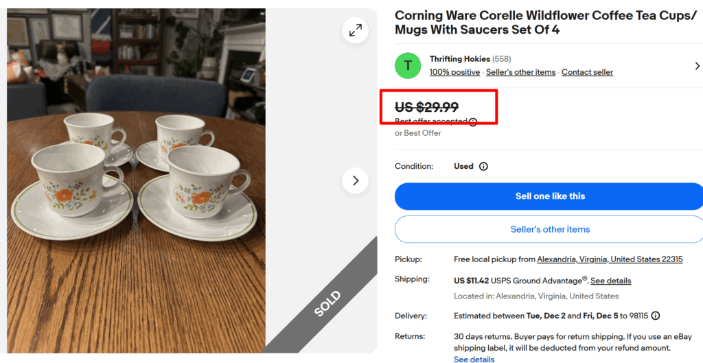 Corelle Wildflower Tea Cups Sets