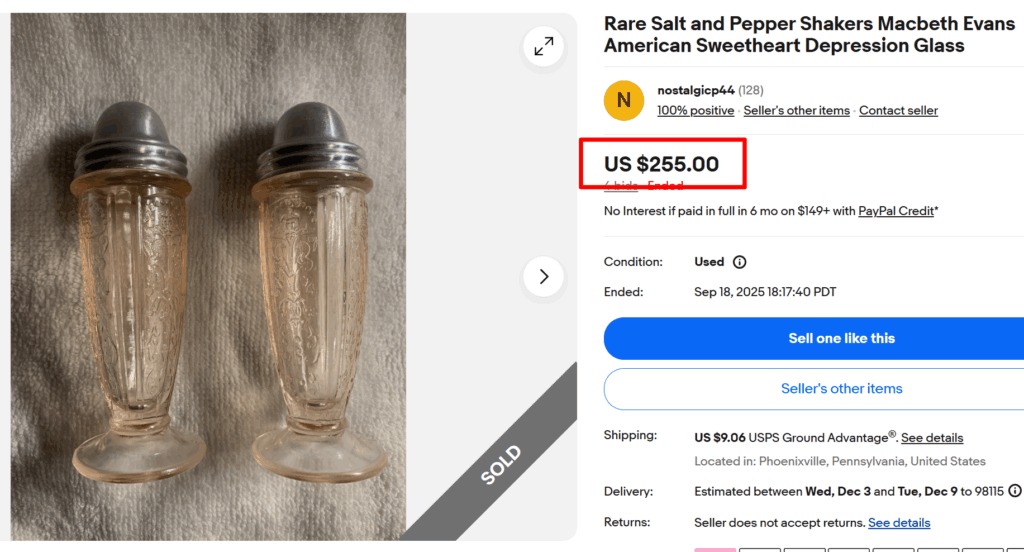 MacBeth Evans' American Sweethear Pink Salt Pepper Shakers