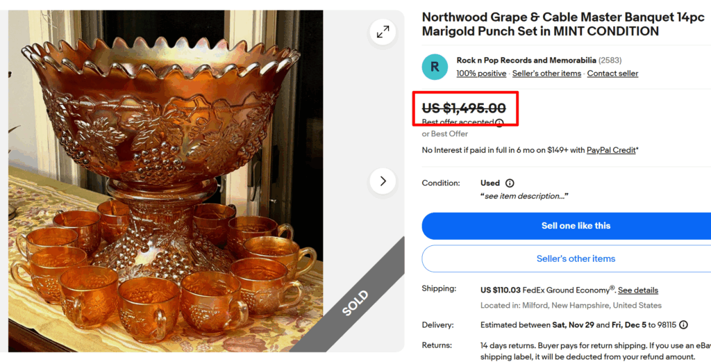 Northwood Grape & Cable Marigold Punch Set