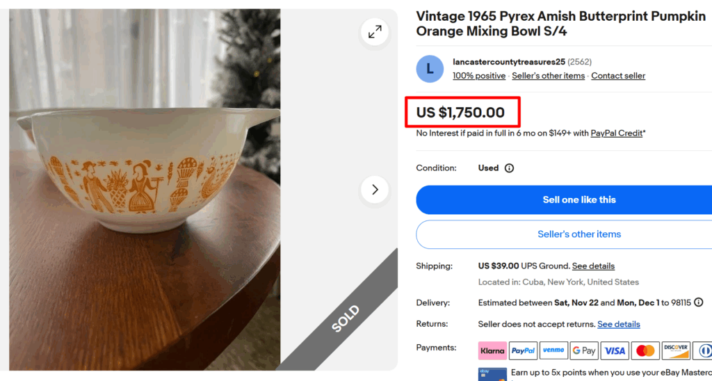 Pyrex Amish Butterprint Pumpkin Mixing Bowls