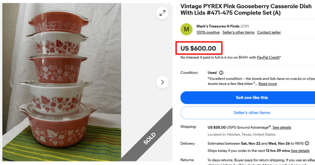 Pyrex Pink Gooseberry Casserole Dishes