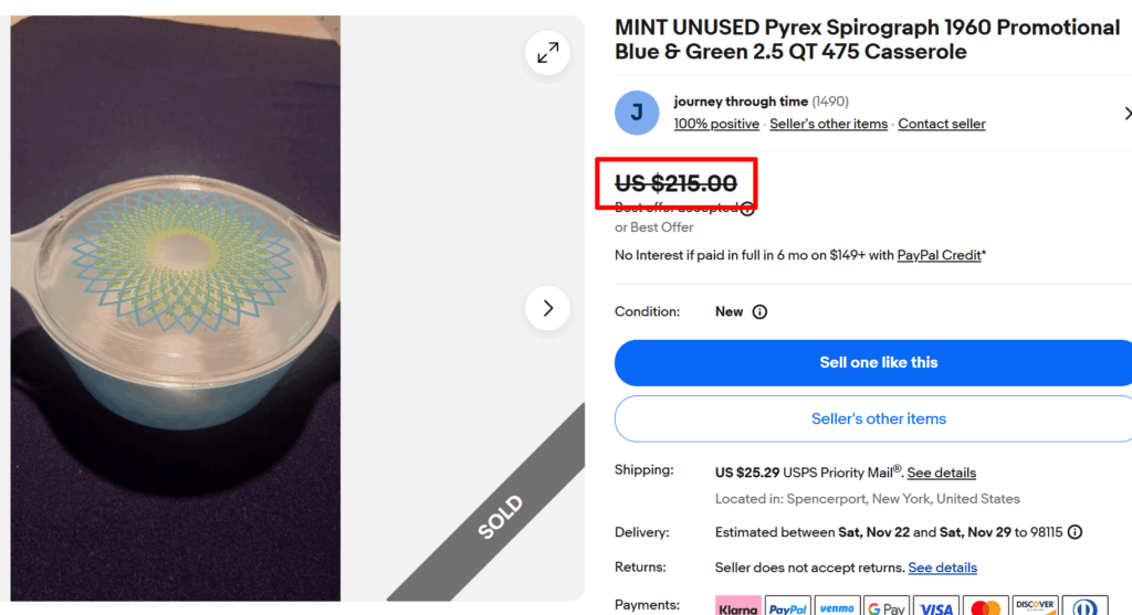 Pyrex Spirograph Lidded Dish