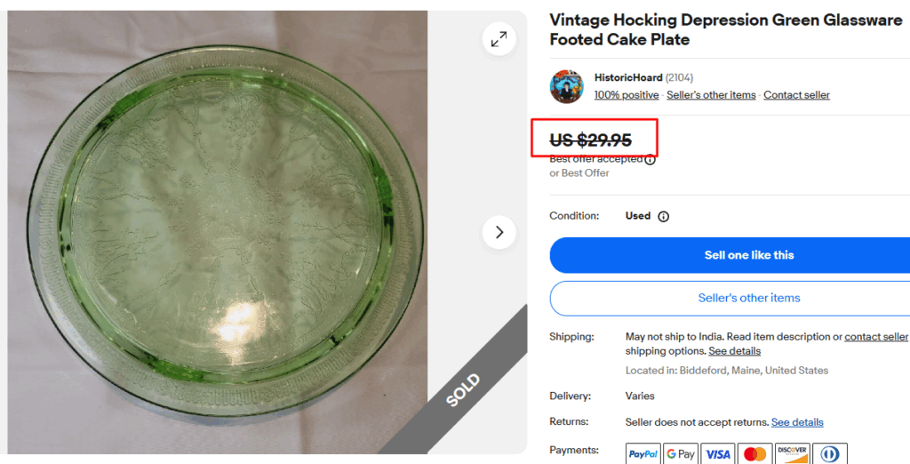 Anchor Hocking Cameo Cake Plate