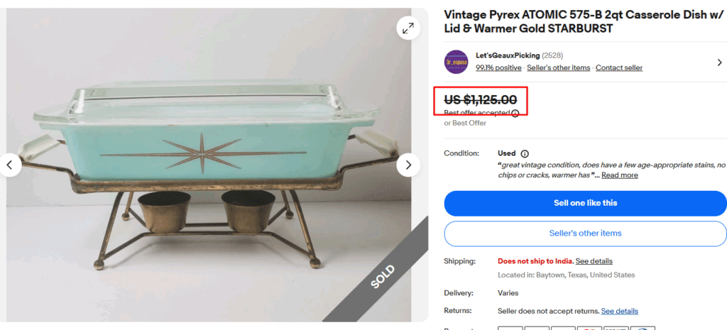 Atomic Starburst Casserole with Lid and Warmer